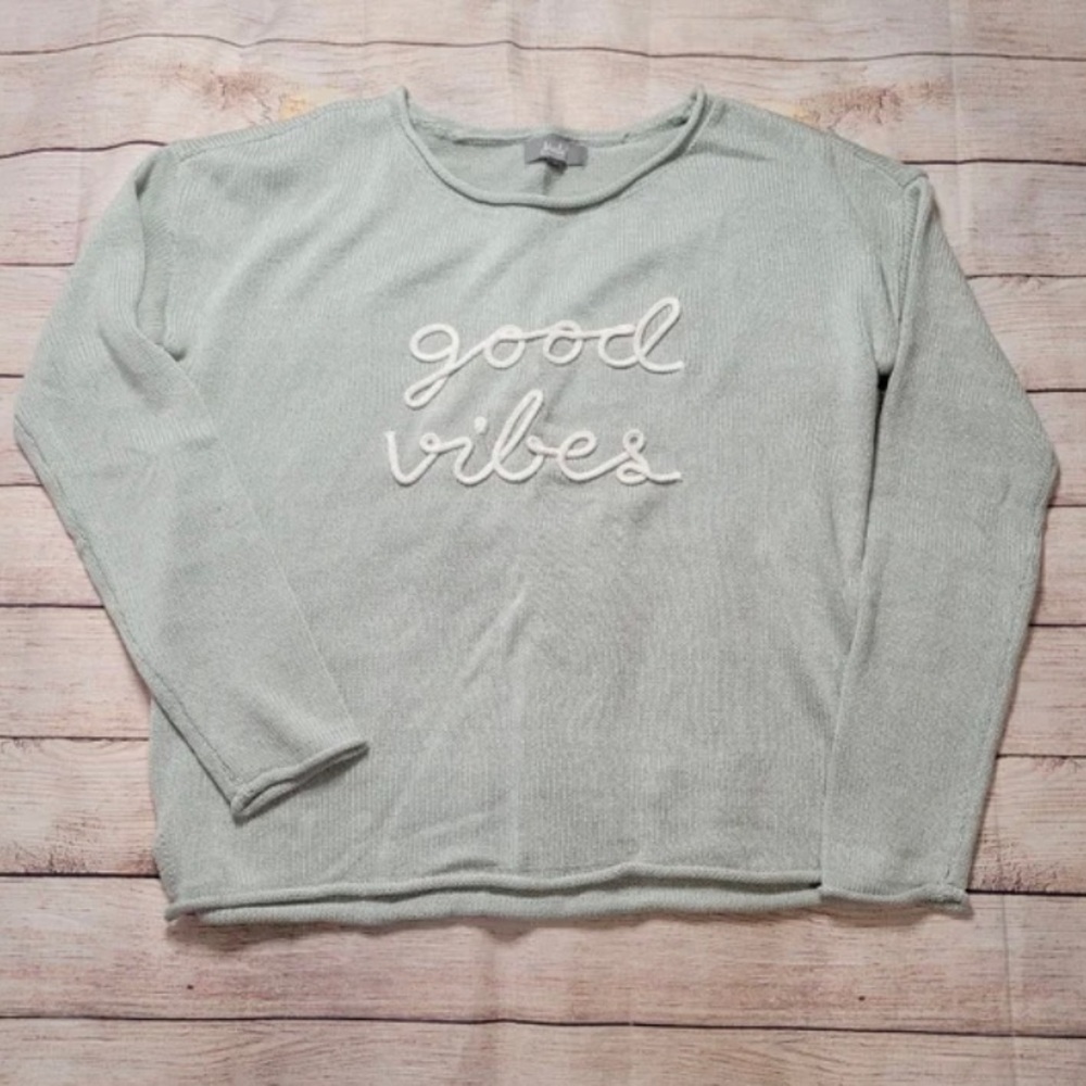 {Marled} “Good Vibes” knit long sleeve oversized sweater